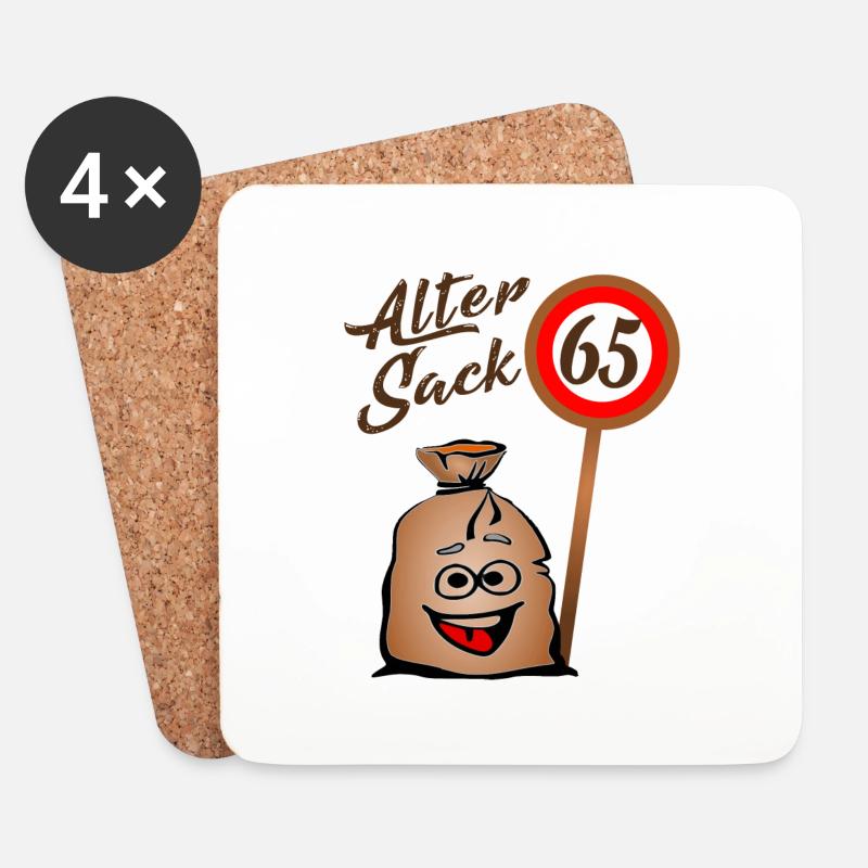 Alter Sack - 65. Geburtstag - 65 - Fünfundsechzig - Untersetzer (4er-Set) - Weiß
