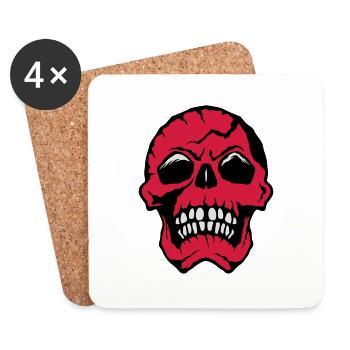 head of death skull halloween drawing 1112 - Coasters (set of 4) - white - Front