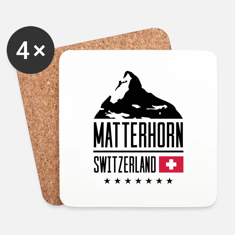 matterhorn switzerland mountain flag - Untersetzer (4er-Set) - Weiß