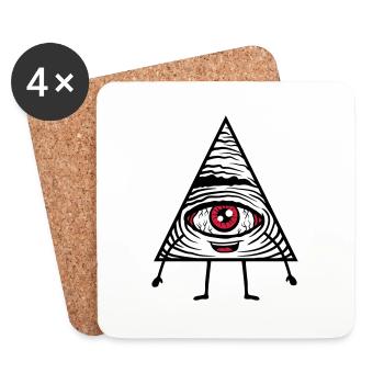 Comic Figur Auge - Untersetzer (4er-Set) - Weiß - Vorne