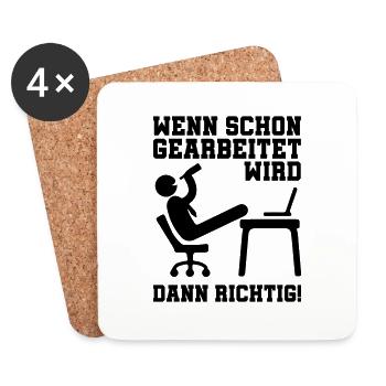 arbeiten wenn dann richtig - Untersetzer (4er-Set) - Weiß - Vorne