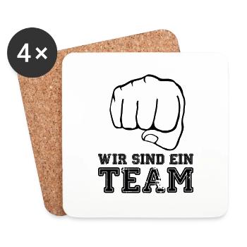 wir_sind_ein_team_faust - Untersetzer (4er-Set) - Weiß - Vorne