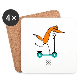 Fuchs fährt Roller - Untersetzer (4er-Set) - Weiß - Vorne