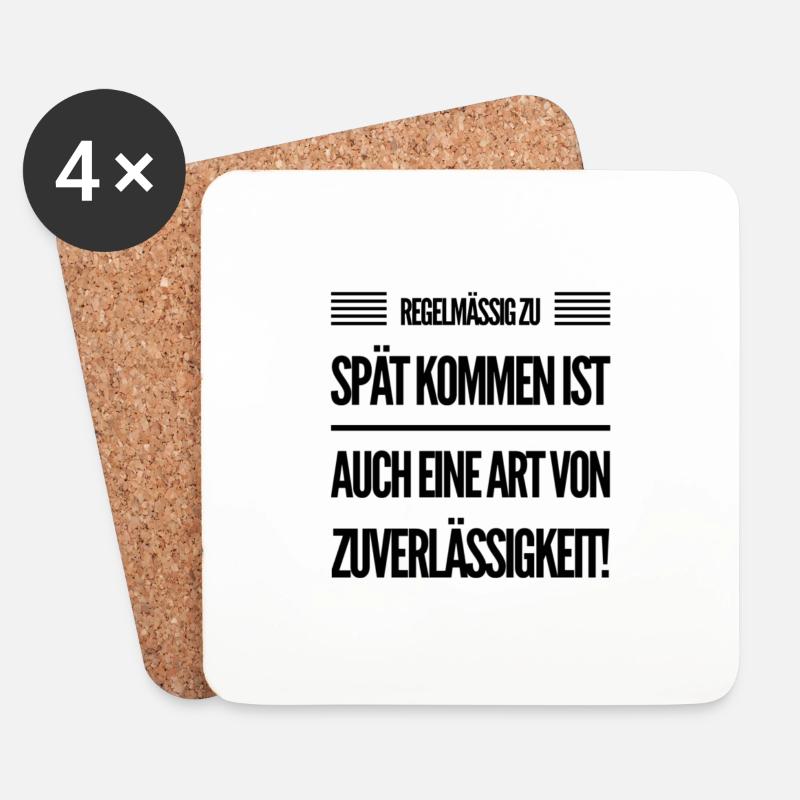 regelmäßig zu spät kommen - Untersetzer (4er-Set) - Weiß