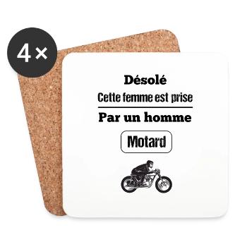 désole cette femme est prise par un homme motard - Dessous de verre (lot de 4) - blanc - Devant