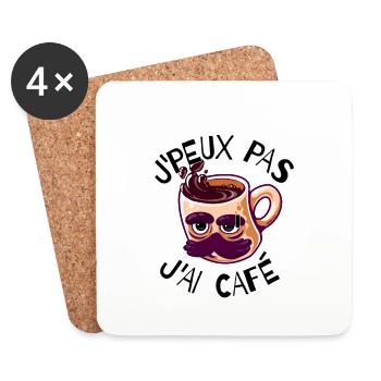 J'peux pas j'ai café cadeaux amateurs du caféine - Dessous de verre (lot de 4) - blanc - Devant