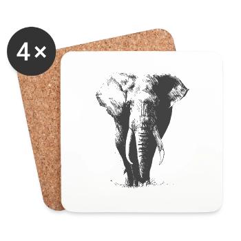 beautiful big elephant shaded - Coasters (set of 4) - white - Front