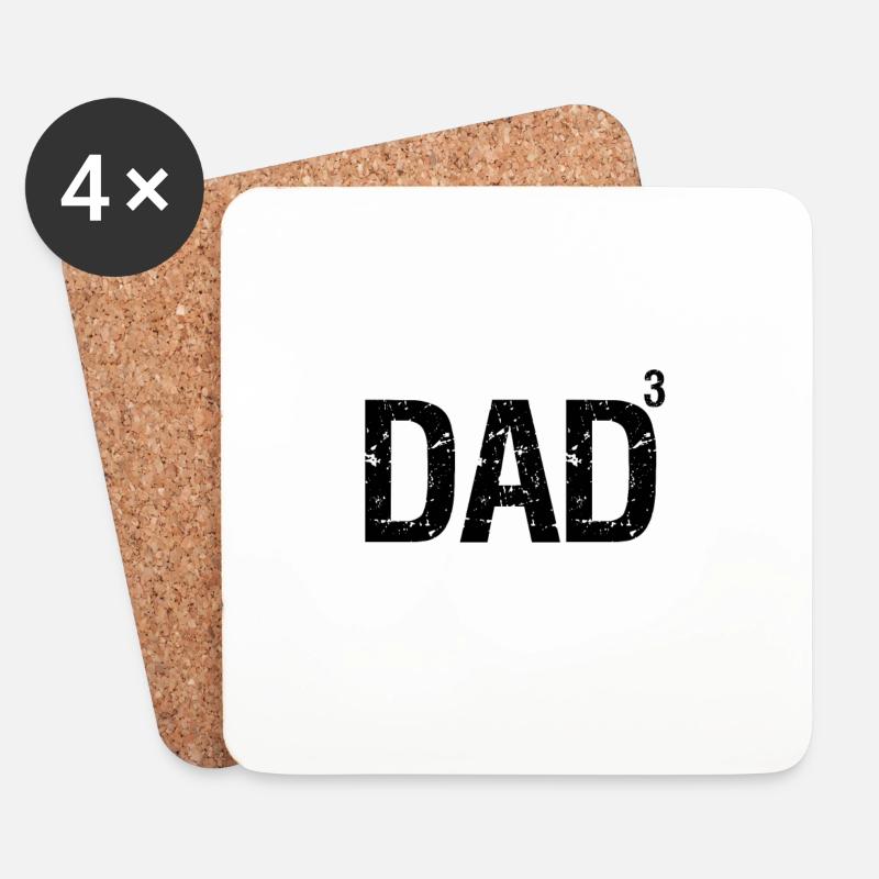 Dad von 3 Kindern - Untersetzer (4er-Set) - Weiß