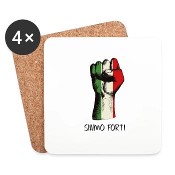 Wir sind stark - Siamo forti - Geschenkidee - Untersetzer (4er-Set) - Weiß - Vorne