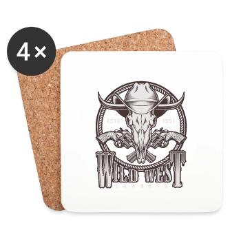 Western Wild West Cowboy skull - Untersetzer (4er-Set) - Weiß - Vorne