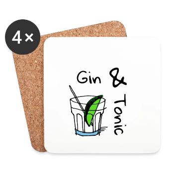 Gin und Tonic. Gin & Tonic - Untersetzer (4er-Set) - Weiß - Vorne