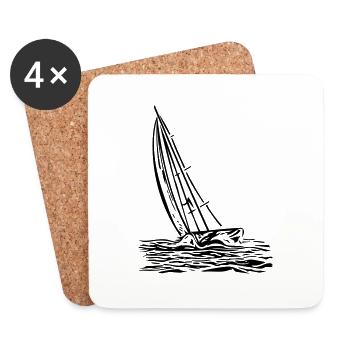 Voilier au vent - Dessous de verre (lot de 4) - blanc - Devant