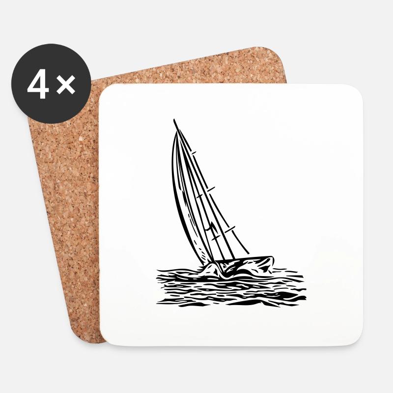 Segelboot am Wind - Untersetzer (4er-Set) - Weiß