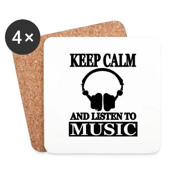 Écouter de la musique Musiciens École de musique Cadeau Casque - Dessous de verre (lot de 4) - blanc - Devant