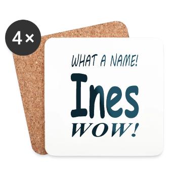 my name is Ines first name maiden name present - Coasters (set of 4) - white - Front