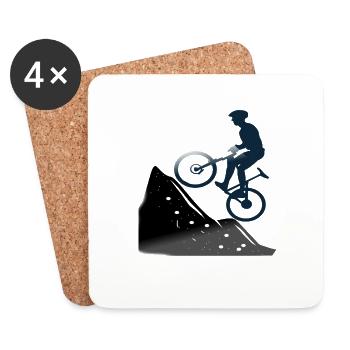 Mountain Biking Mountain Biking Mountain Biker Bike - Coasters (set of 4) - white - Front