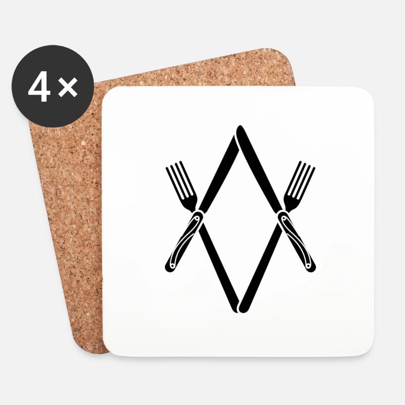 Freimaurer Besteck / Cutlery - Untersetzer (4er-Set) - Weiß