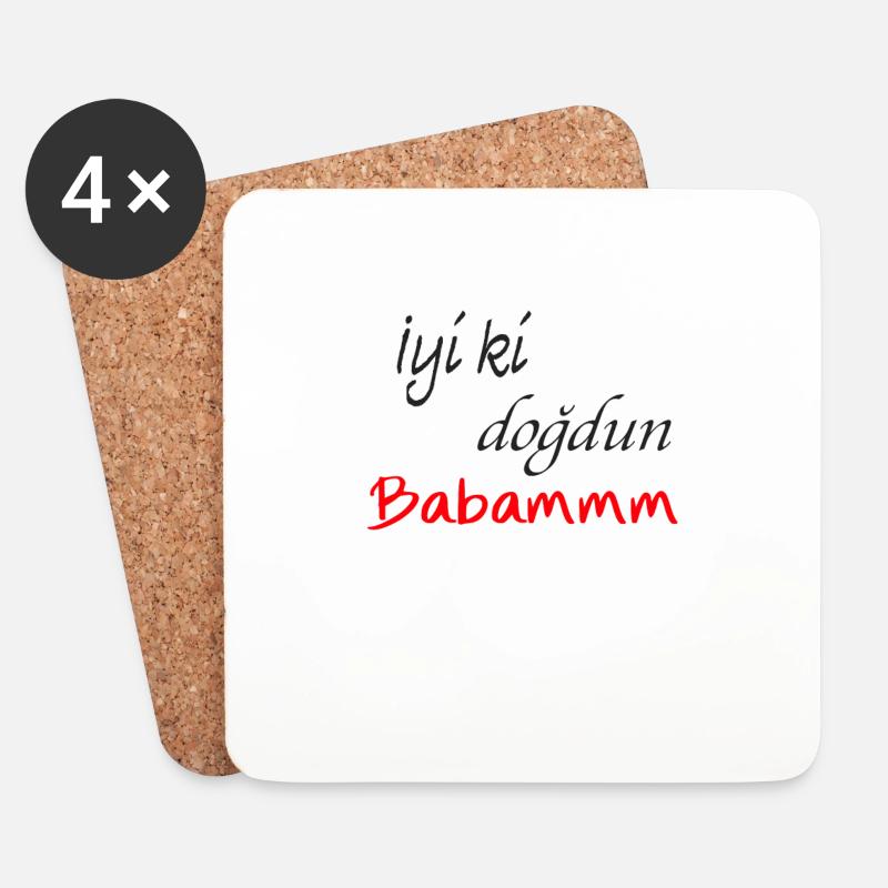 Babam iyiki dogdun - Untersetzer (4er-Set) - Weiß