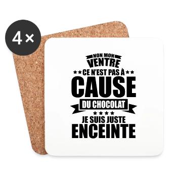 le ventre ce n est pas a cause du chocolat - Dessous de verre (lot de 4) - blanc - Devant