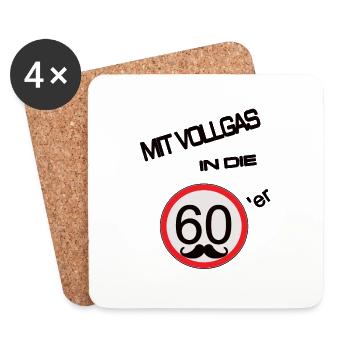 Vollgas in die 60 Geburtstag Runder Feier Alt - Untersetzer (4er-Set) - Weiß - Vorne