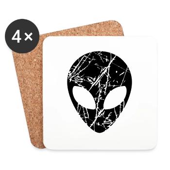 Cracked head alien - Coasters (set of 4) - white - Front