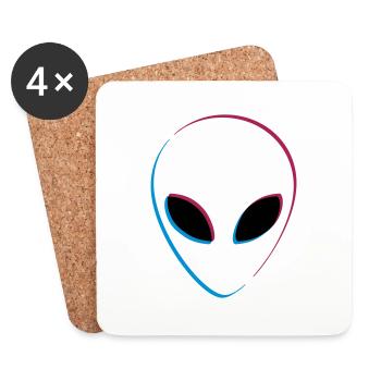 3D effect alien - Coasters (set of 4) - white - Front