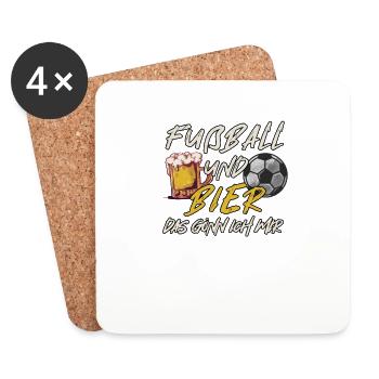 Fußball und Bier | Spruch Geschenkidee Lustig Fan - Untersetzer (4er-Set) - Weiß - Vorne