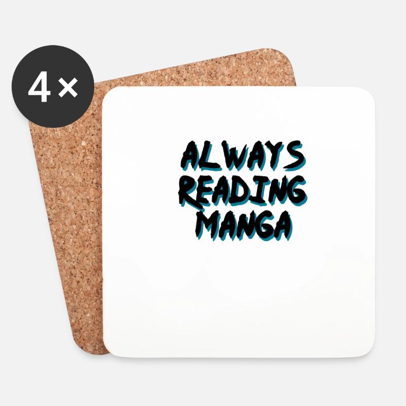 Always Reading Manga - Untersetzer (4er-Set) - Weiß