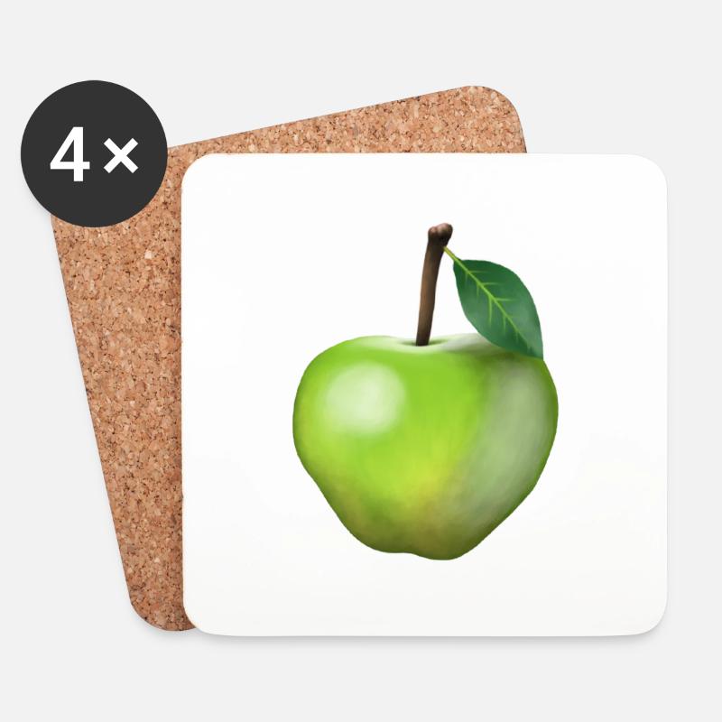 Grüner Apfel - Untersetzer (4er-Set) - Weiß