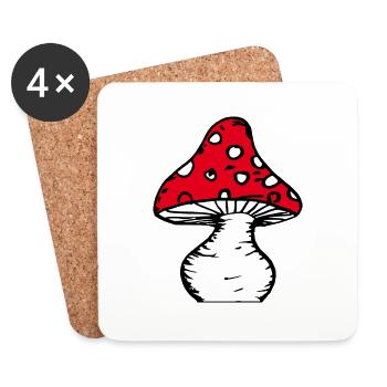 Berlin street art mushroom - Coasters (set of 4) - white - Front