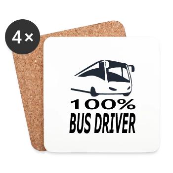stolzer Busfahrer 100 prozent Busfahrer Geschenk - Untersetzer (4er-Set) - Weiß - Vorne