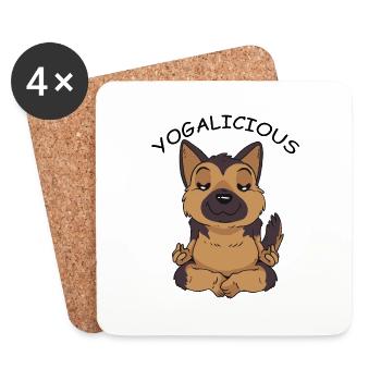 Chien de yoga - Dessous de verre (lot de 4) - blanc - Devant