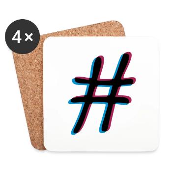 Hashtag effet 3D - Dessous de verre (lot de 4) - blanc - Devant