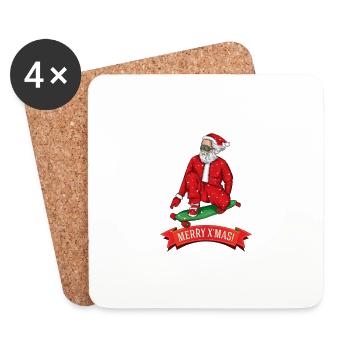 Santa skateboard Weihnachten Skateboarding - Untersetzer (4er-Set) - Weiß - Vorne