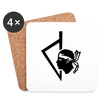 corse drapeau ile - Dessous de verre (lot de 4) - blanc - Devant