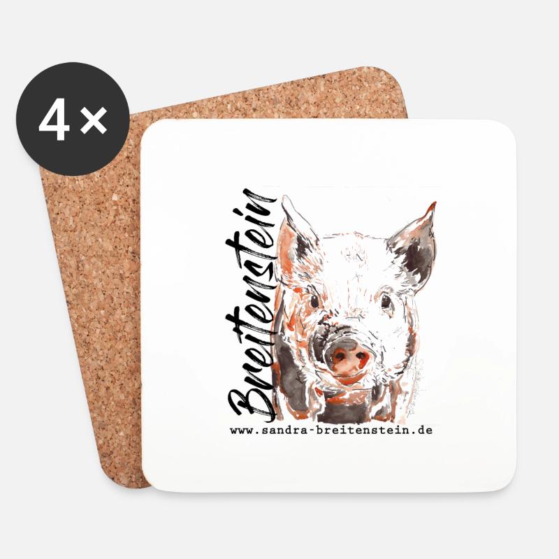 Schweinchen - Untersetzer (4er-Set) - Weiß