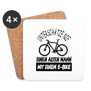 E-bike fahren Biker E-Bike Spruch Sprüche Geschenk - Untersetzer (4er-Set) - Weiß - Vorne