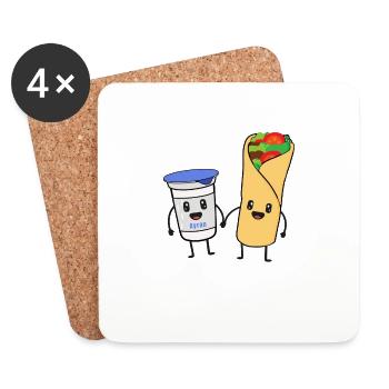 Couple Gift Dürüm Doner Ayran Funny Cute - Coasters (set of 4) - white - Front
