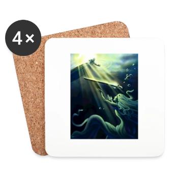 Dame du lac présentant Excalibur - Dessous de verre (lot de 4) - blanc - Devant