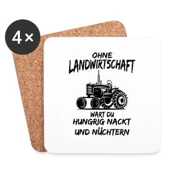 Landwirtschaft Traktor Landwirt Geschenk Spruch - Untersetzer (4er-Set) - Weiß - Vorne