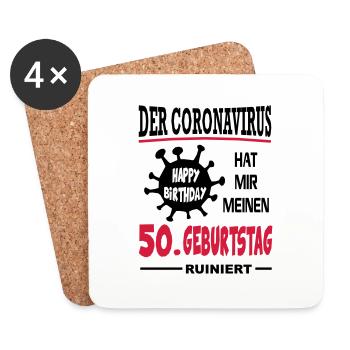 Coronavirus Covid 19 Geburtstag Birthday 50 Jahre - Untersetzer (4er-Set) - Weiß - Vorne