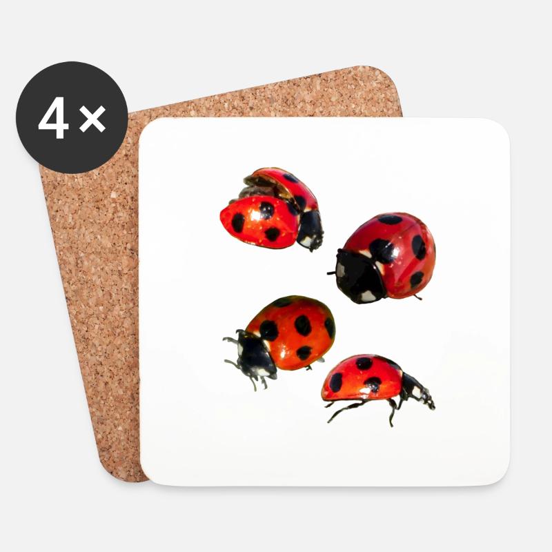 4 Marienkäfer - Untersetzer (4er-Set) - Weiß