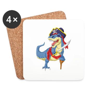 Piratendinosaurier - Untersetzer (4er-Set) - Weiß - Vorne