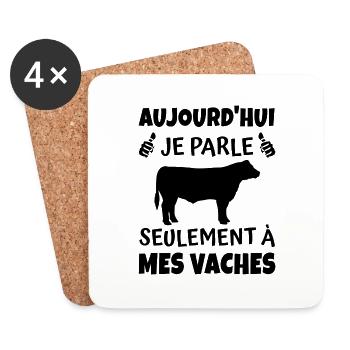 aujourd hui je parle seulement à mes vaches - Dessous de verre (lot de 4) - blanc - Devant