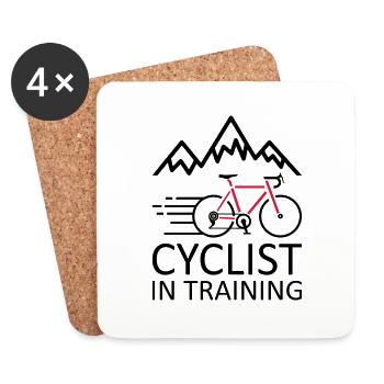 Cyclist en formation - Dessous de verre (lot de 4) - blanc - Devant