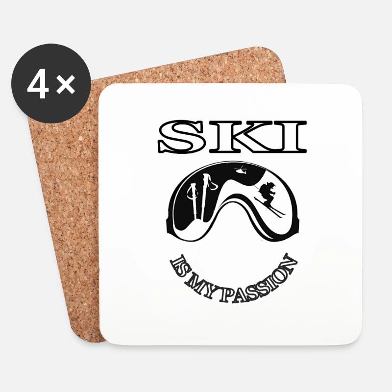 Ski fahren Skifahrer Skigebiet Skiurlaub Geschenk - Untersetzer (4er-Set) - Weiß