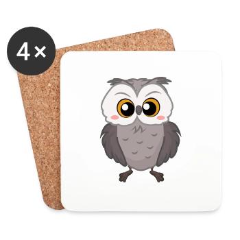 Hibou - Dessous de verre (lot de 4) - blanc - Devant