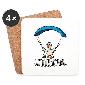 Groundhendl Groundhandling Hendl Paragliding Huhn - Untersetzer (4er-Set) - Weiß - Vorne