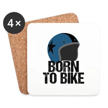 born to bike moto cadeau idée - Dessous de verre (lot de 4) - blanc - Devant