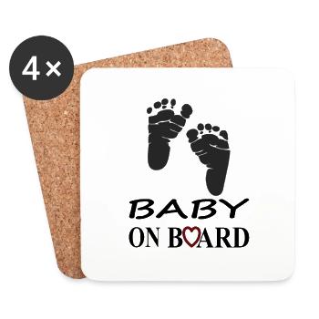 baby on board baby feet baby belly mother gift - Coasters (set of 4) - white - Front
